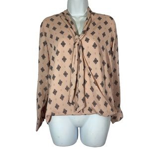 Vince Camuto Tie‎ Neck Long Sleeve Popover Top Size XS
